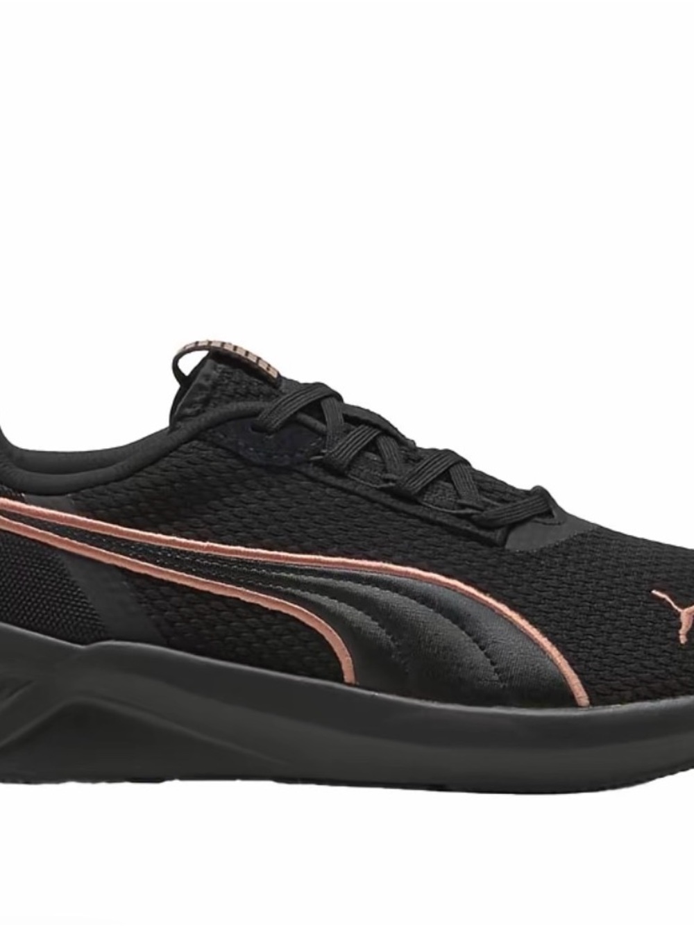 Puma Women's Black Mesh Trainer with Rose Gold Trim